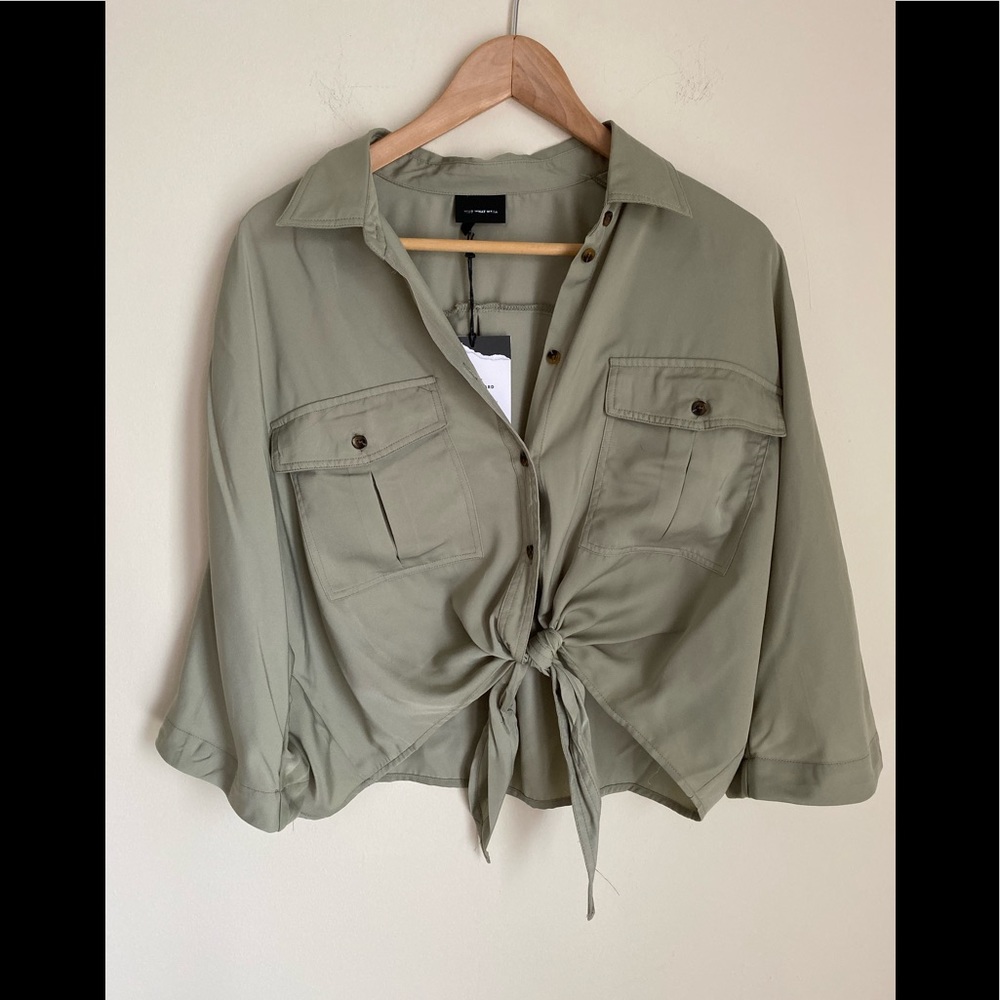 Who What Wear button down tie waist top